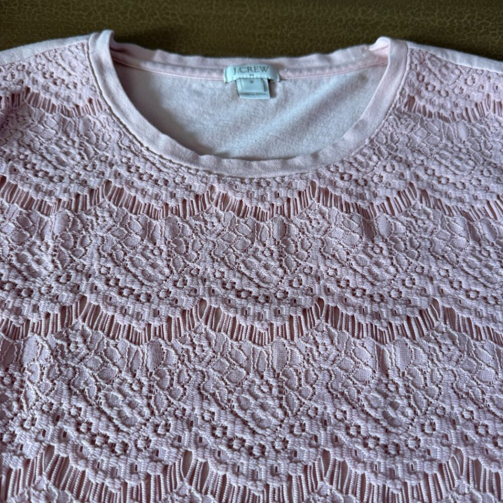 J Crew Light Peach Lace Front Shirt - Size Medium